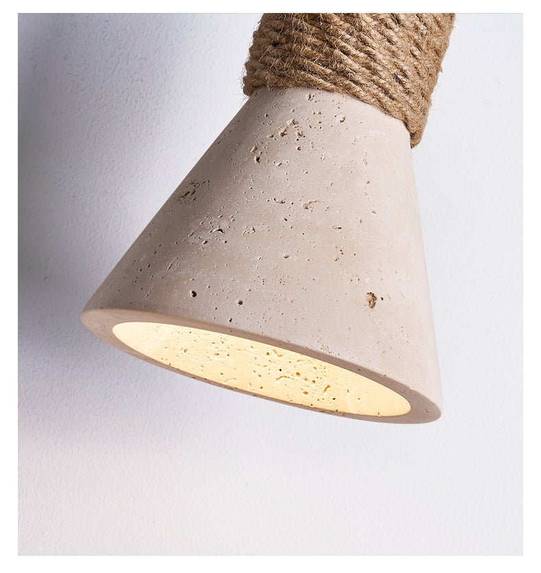 Rope Stone Cone Sconce-Neutral Decor