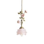 Rosalie Floral Pendant Lamp with a pink glass rose shade.