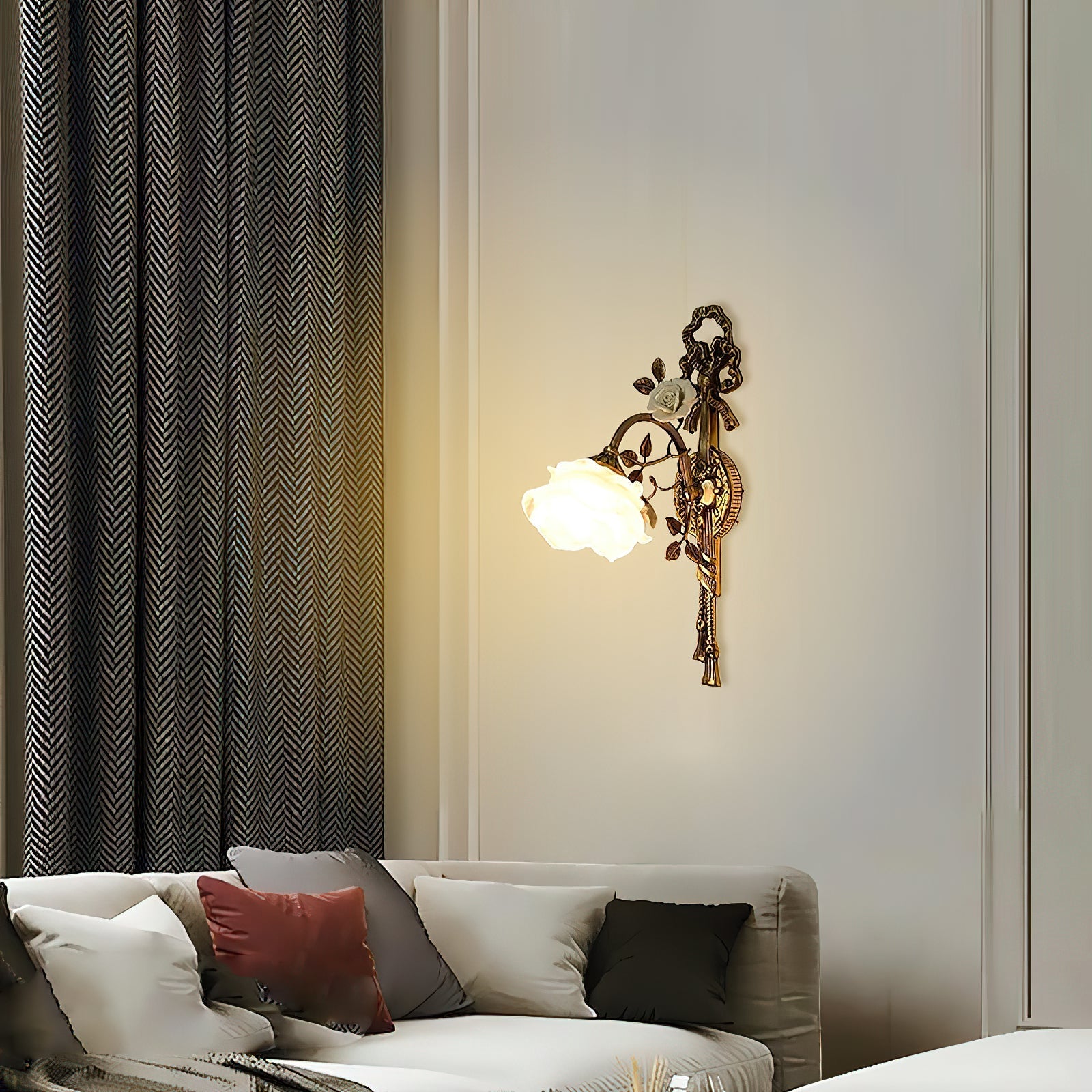 The white glass shade diffusing light softly.