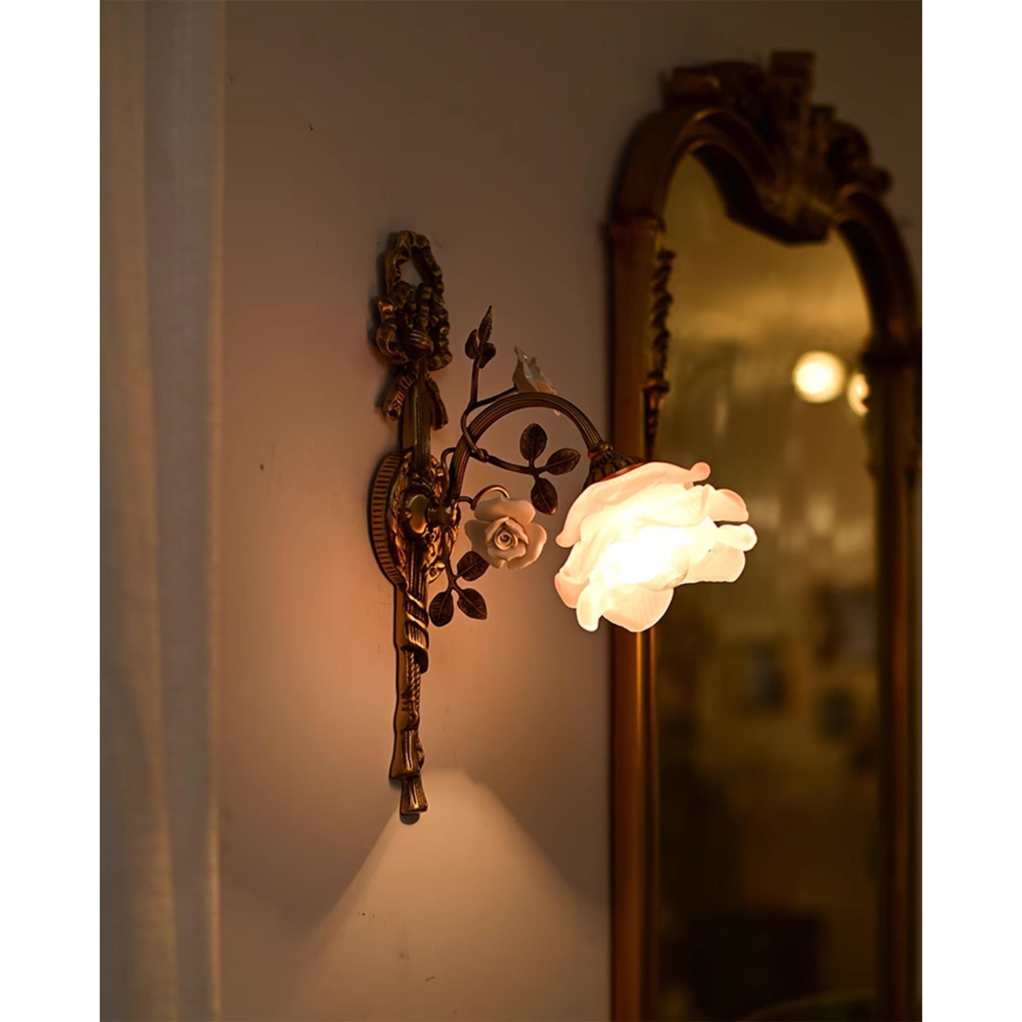 Artistic shot of the lamp's floral motif.