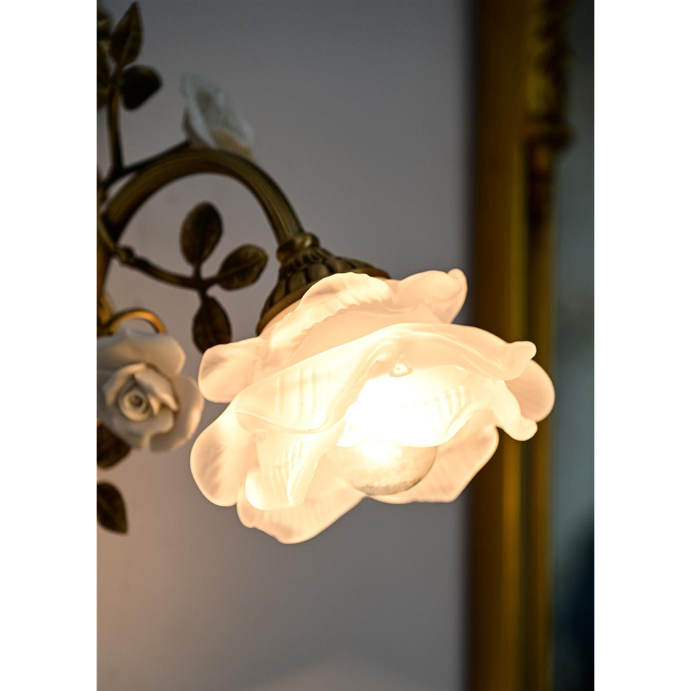 Rosalie Floral Wall Lamp, front view.