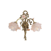 Rosalie floral pink wall sconce with a single glass rose shade.
