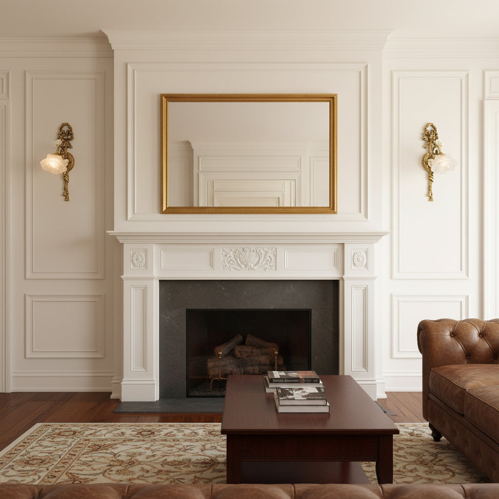 Rosalie Floral Wall Lamp installed in a classic living room.