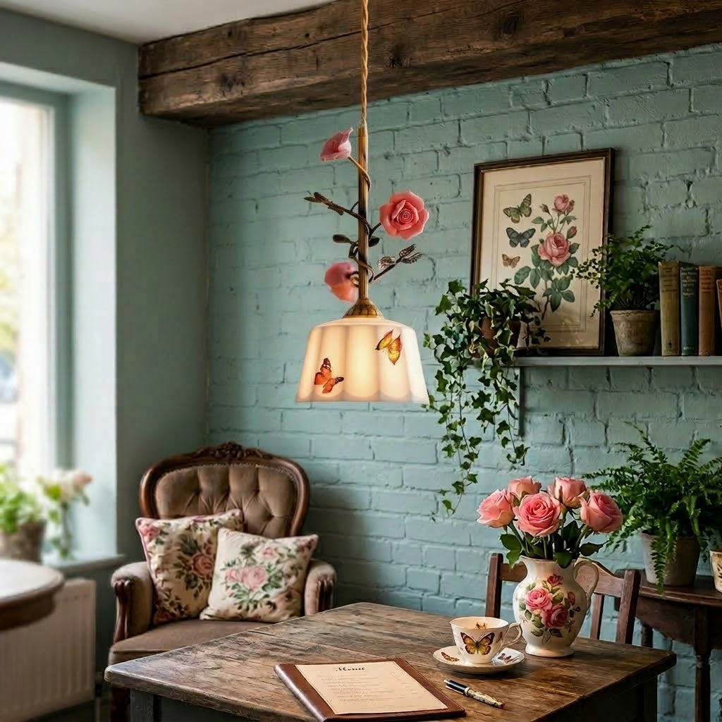 The medium size option (22cm) of the Rosalind Bloom Pendant Lamp.