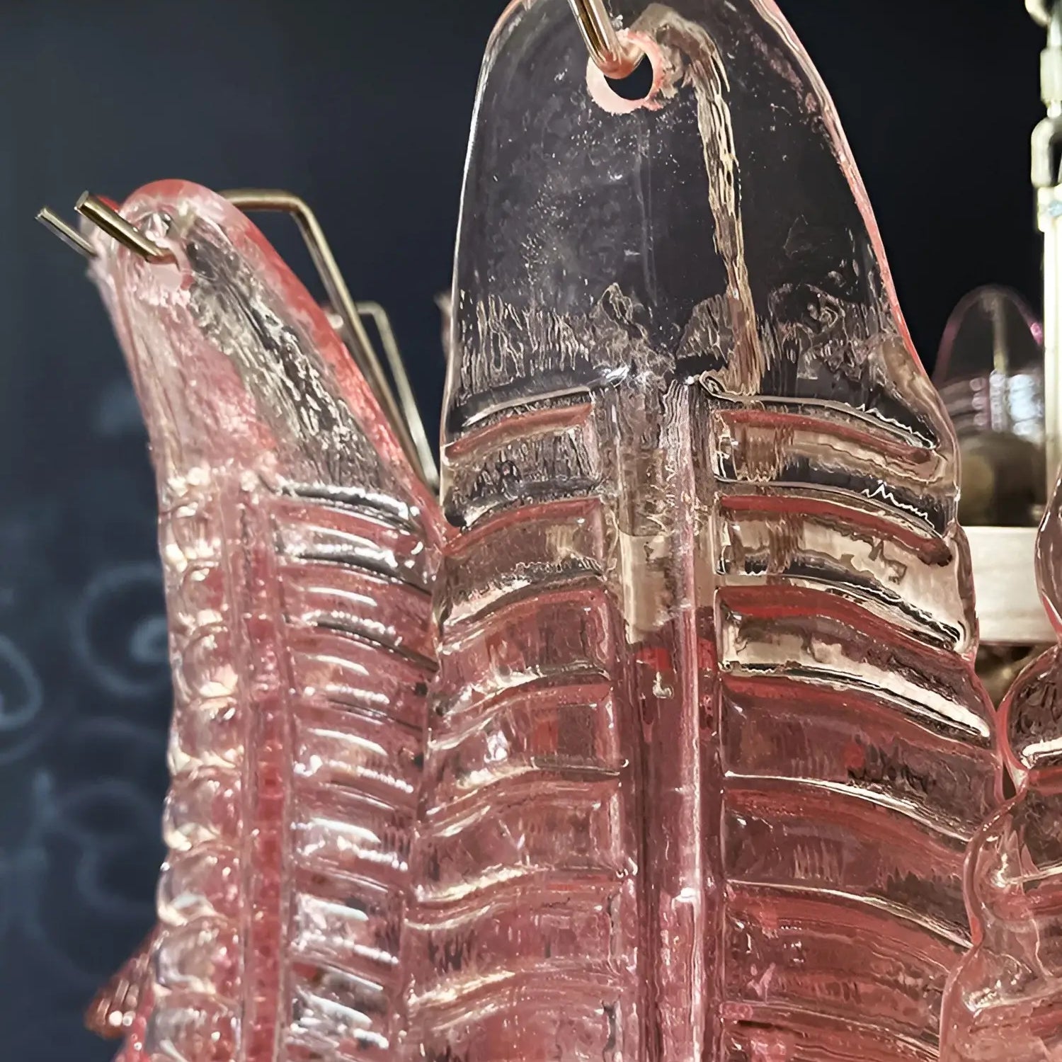 Aurora Chandelier Pink Murano Glass Leaves Cascading Romantic-Neutral Decor