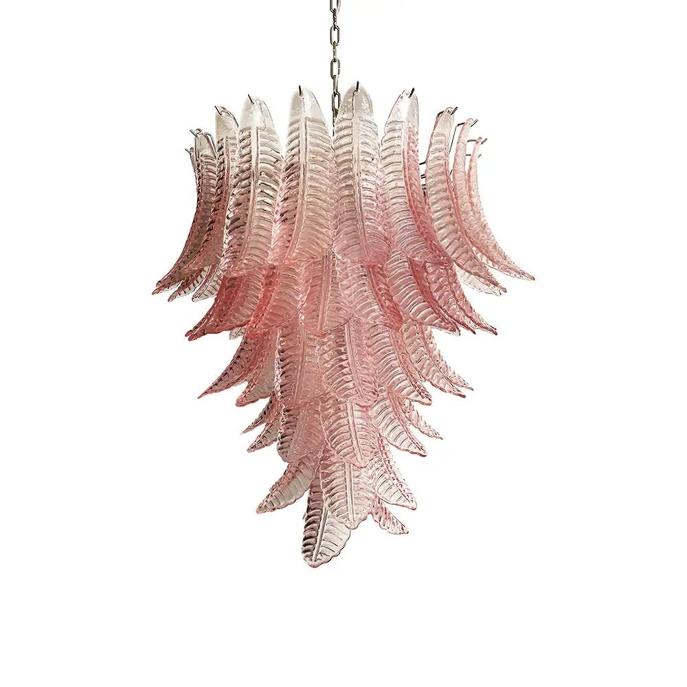 Aurora Chandelier Pink Murano Glass Leaves Cascading Romantic-Neutral Decor