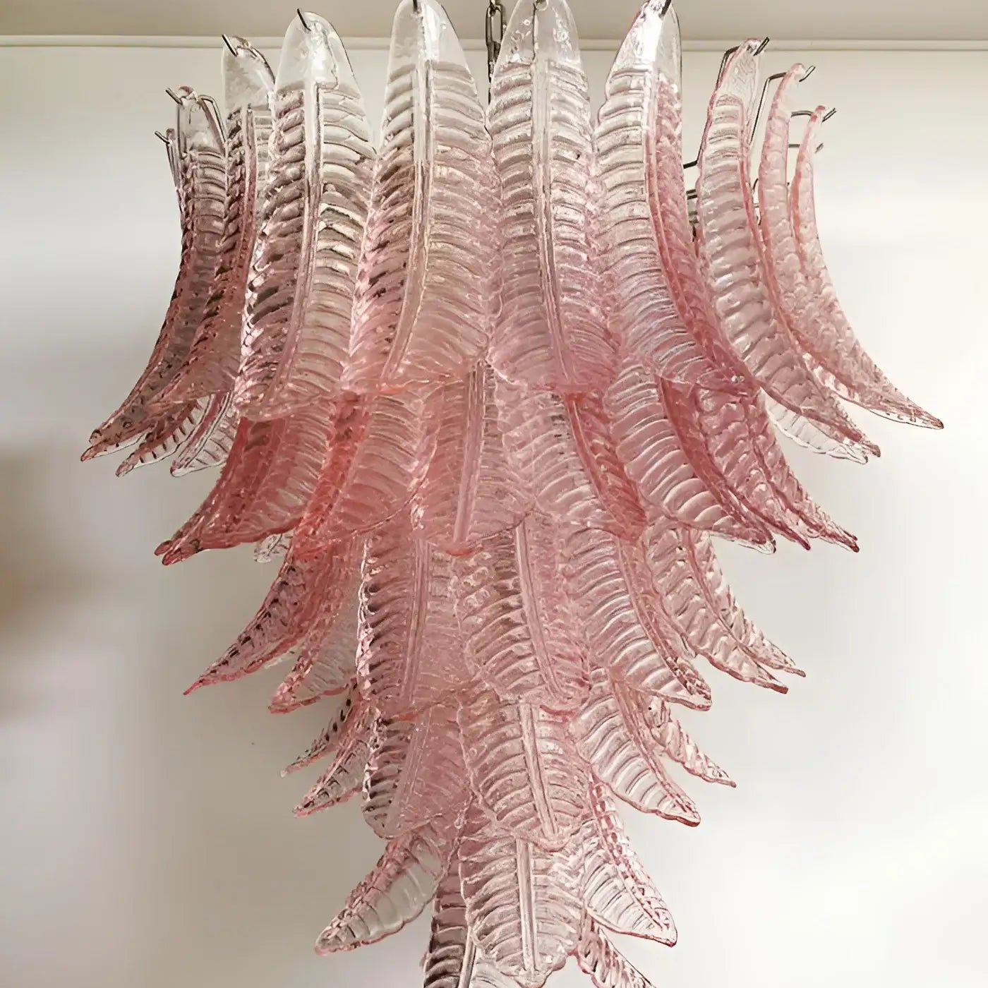 Aurora Chandelier Pink Murano Glass Leaves Cascading Romantic-Neutral Decor