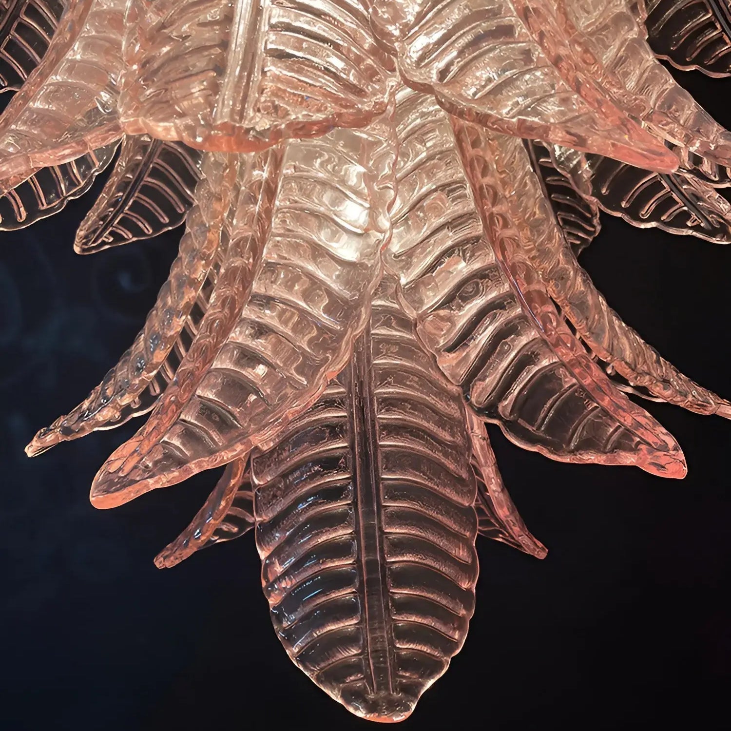Aurora Chandelier Pink Murano Glass Leaves Cascading Romantic-Neutral Decor