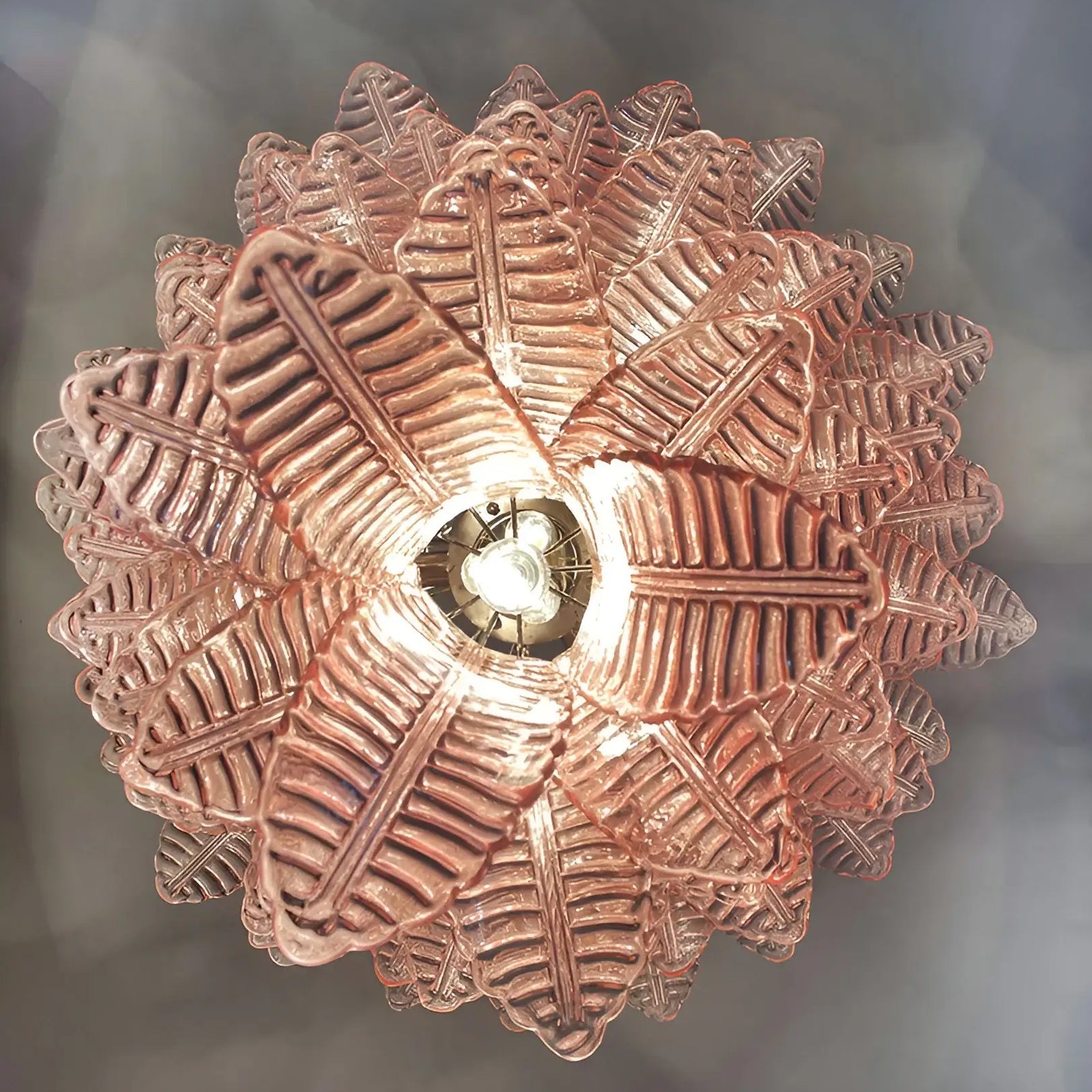 Aurora Chandelier Pink Murano Glass Leaves Cascading Romantic-Neutral Decor