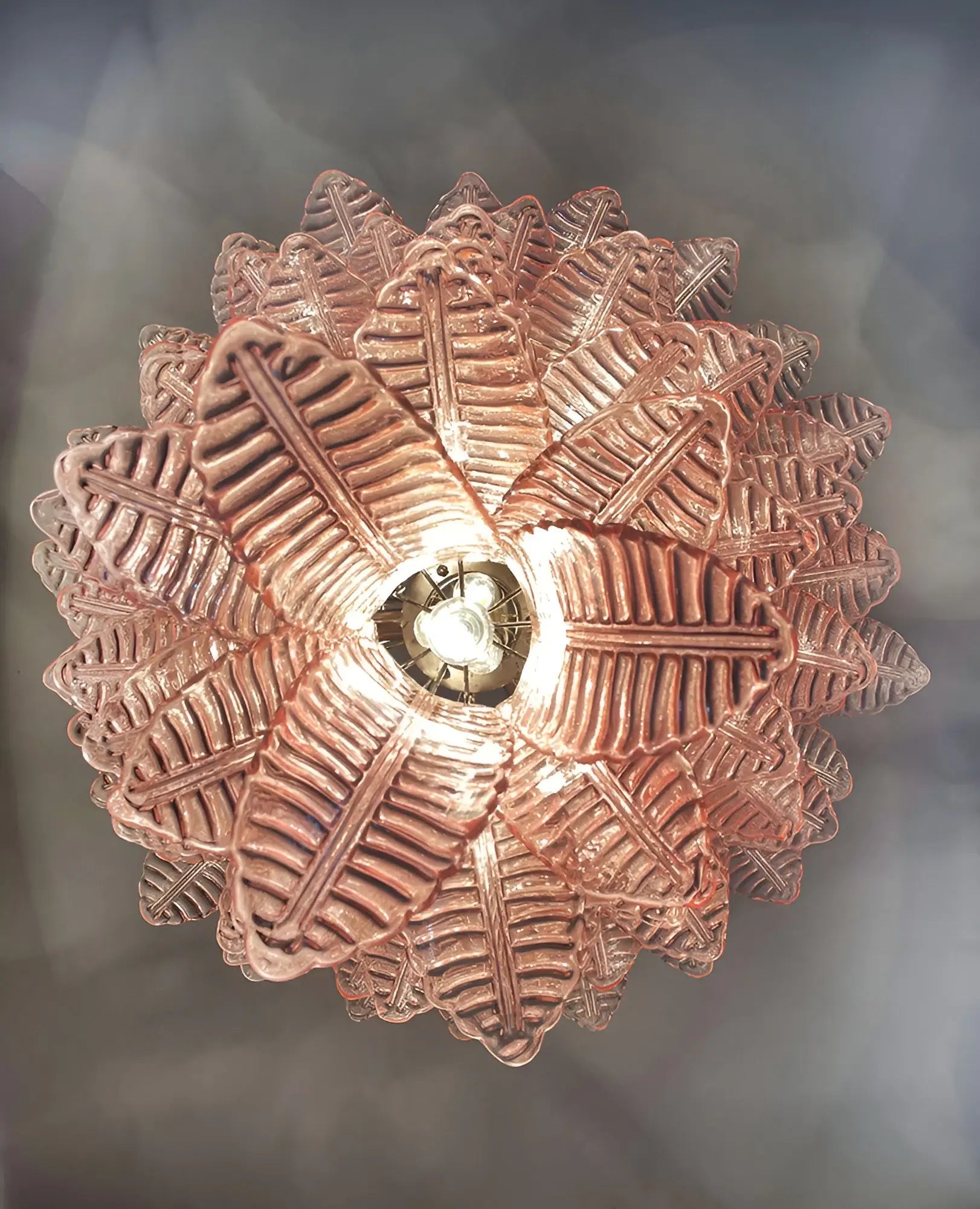 Aurora Chandelier Pink Murano Glass Leaves Cascading Romantic-Neutral Decor