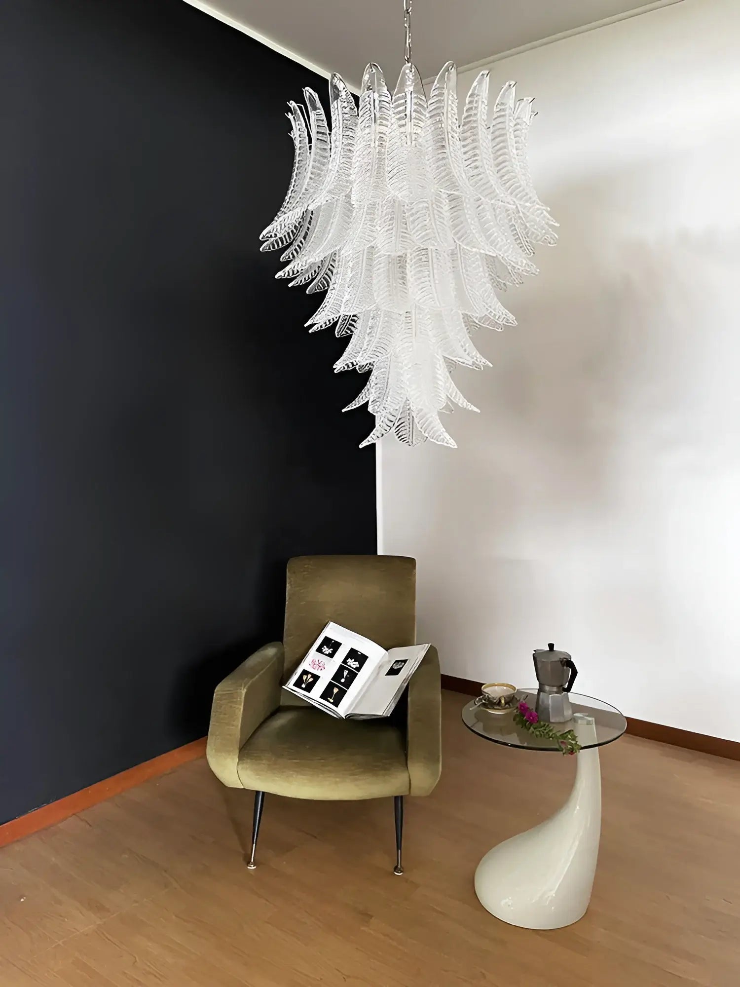 Aurora Chandelier Clear Glass Leaf Cascading Elegant-Neutral Decor