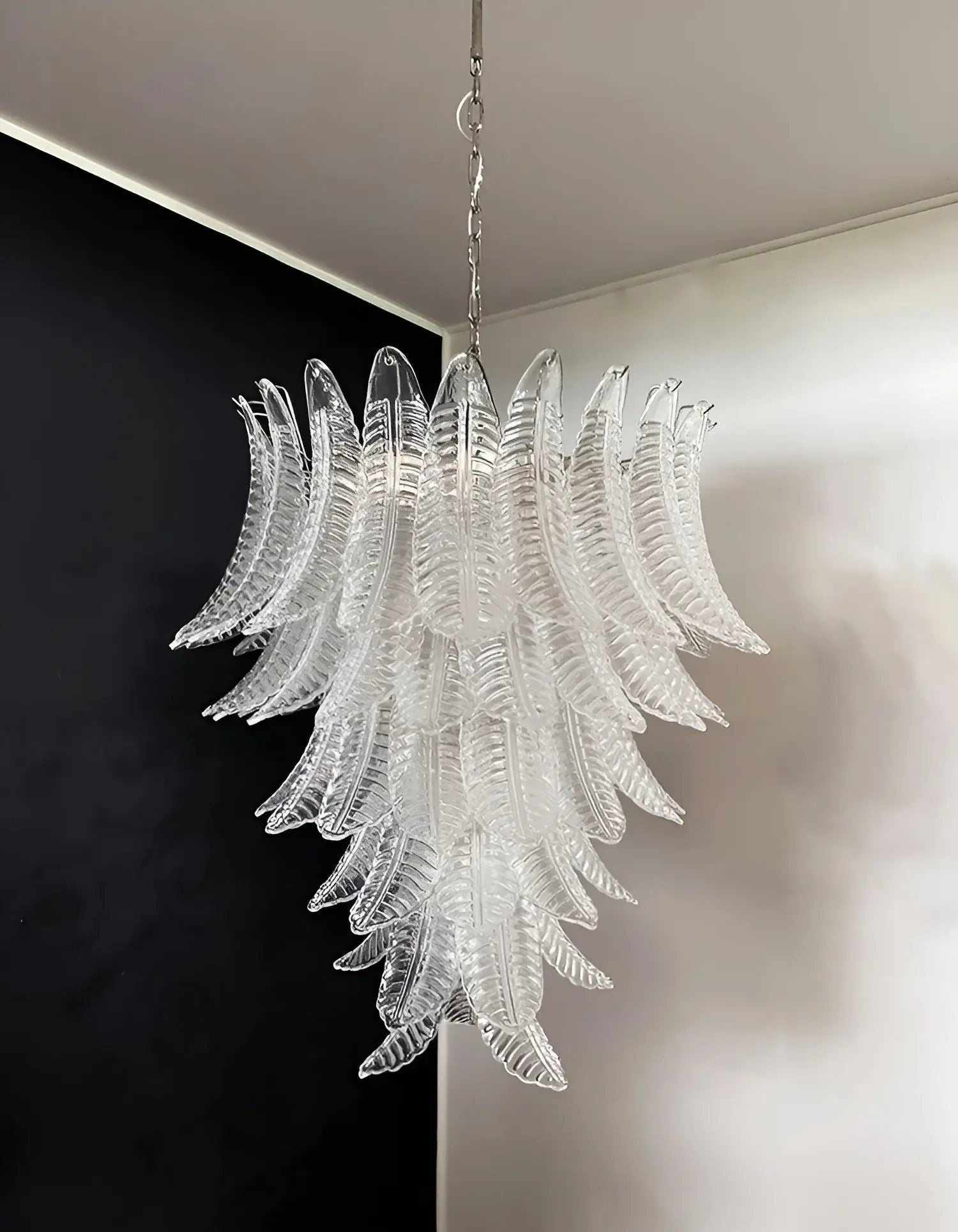 Aurora Chandelier Clear Glass Leaf Cascading Elegant-Neutral Decor
