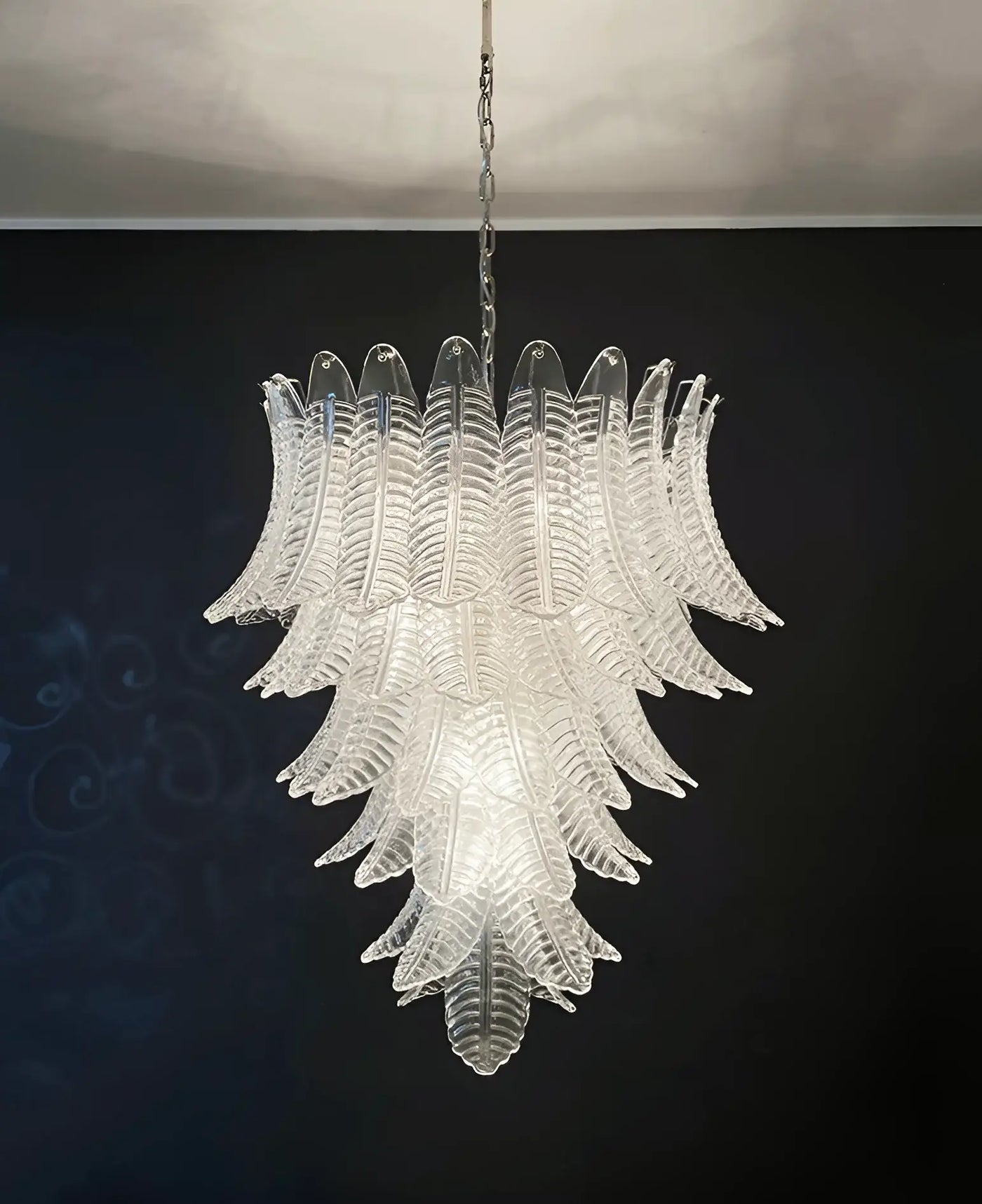 Aurora Chandelier Clear Glass Leaf Cascading Elegant-Neutral Decor