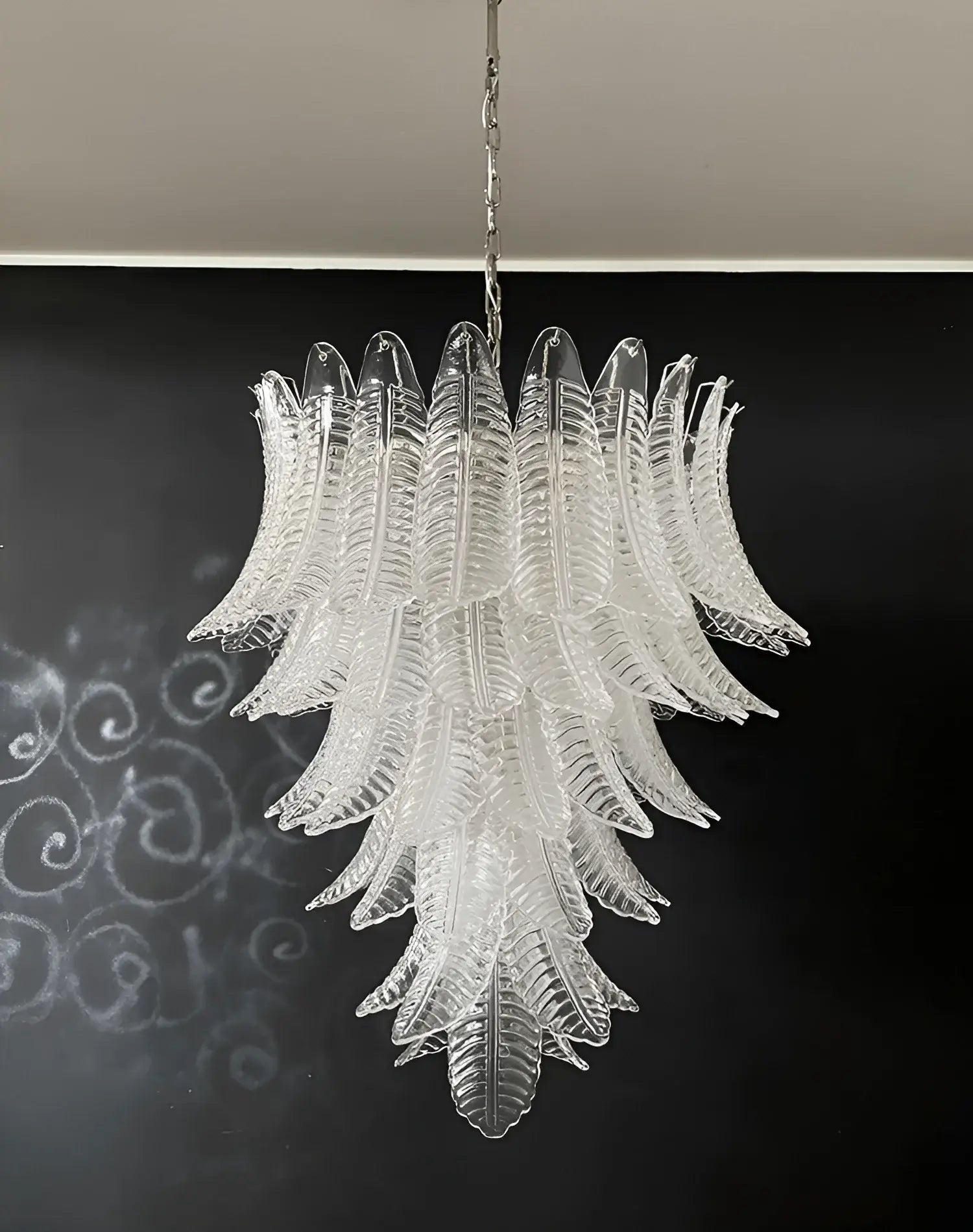 Aurora Chandelier Clear Glass Leaf Cascading Elegant-Neutral Decor