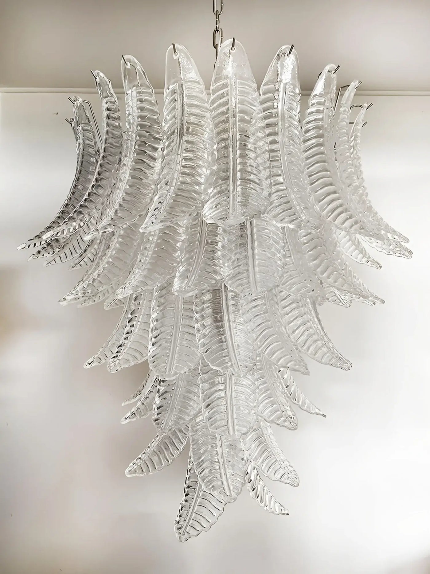 Aurora Chandelier Clear Glass Leaf Cascading Elegant-Neutral Decor