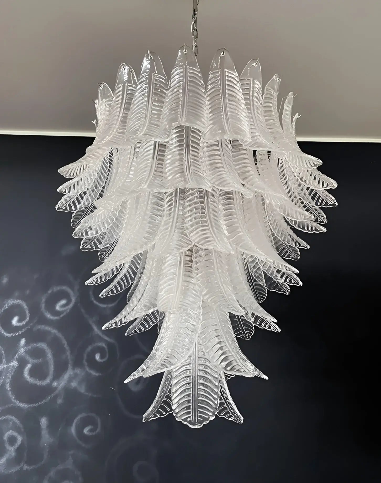 Aurora Chandelier Clear Glass Leaf Cascading Elegant-Neutral Decor