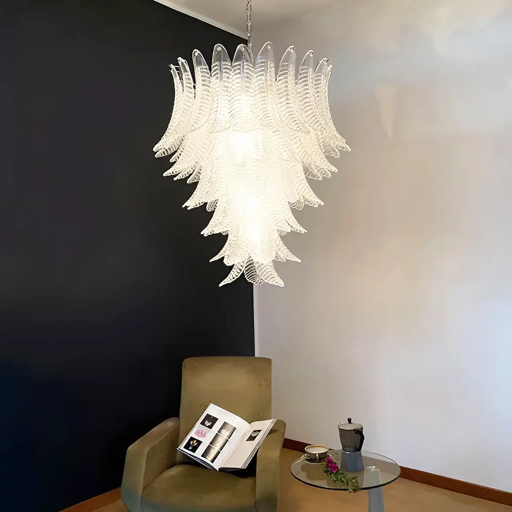 Aurora Chandelier Clear Glass Leaf Cascading Elegant-Neutral Decor