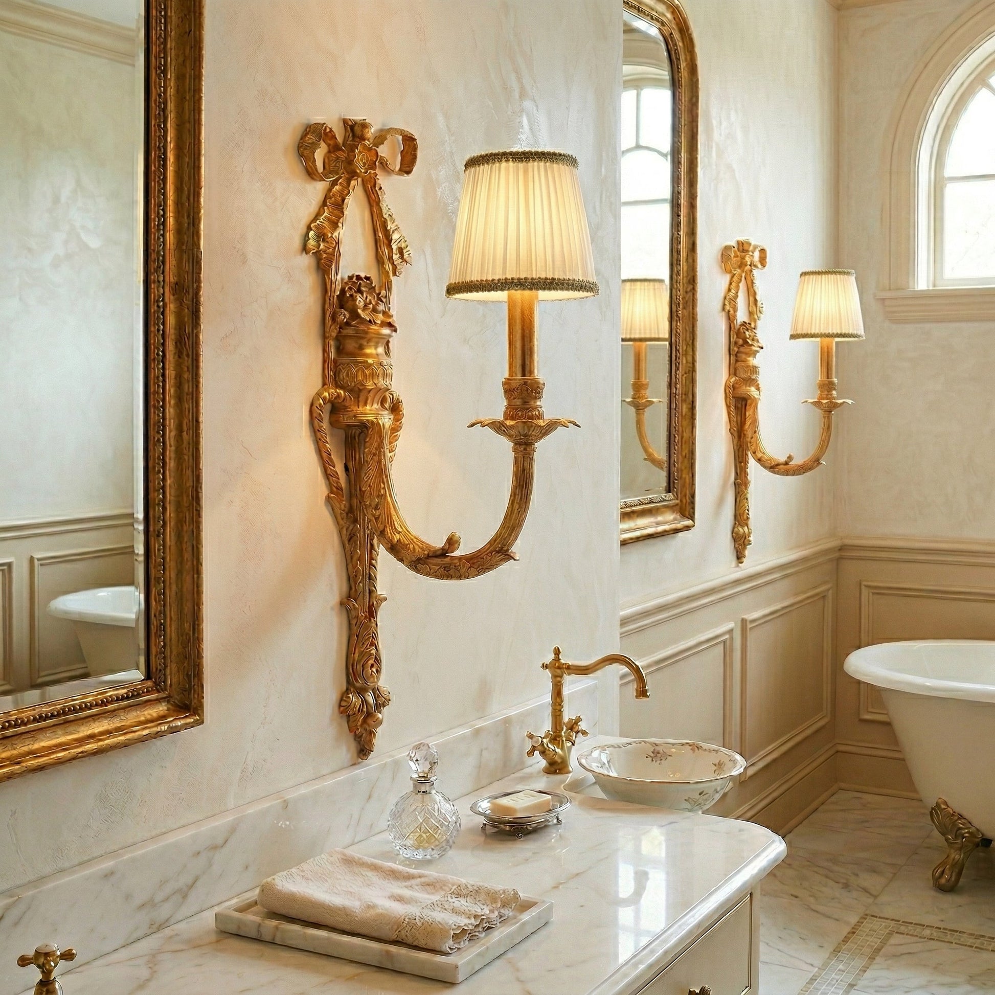Side profile of the double-head Claudine Wall Lamp.