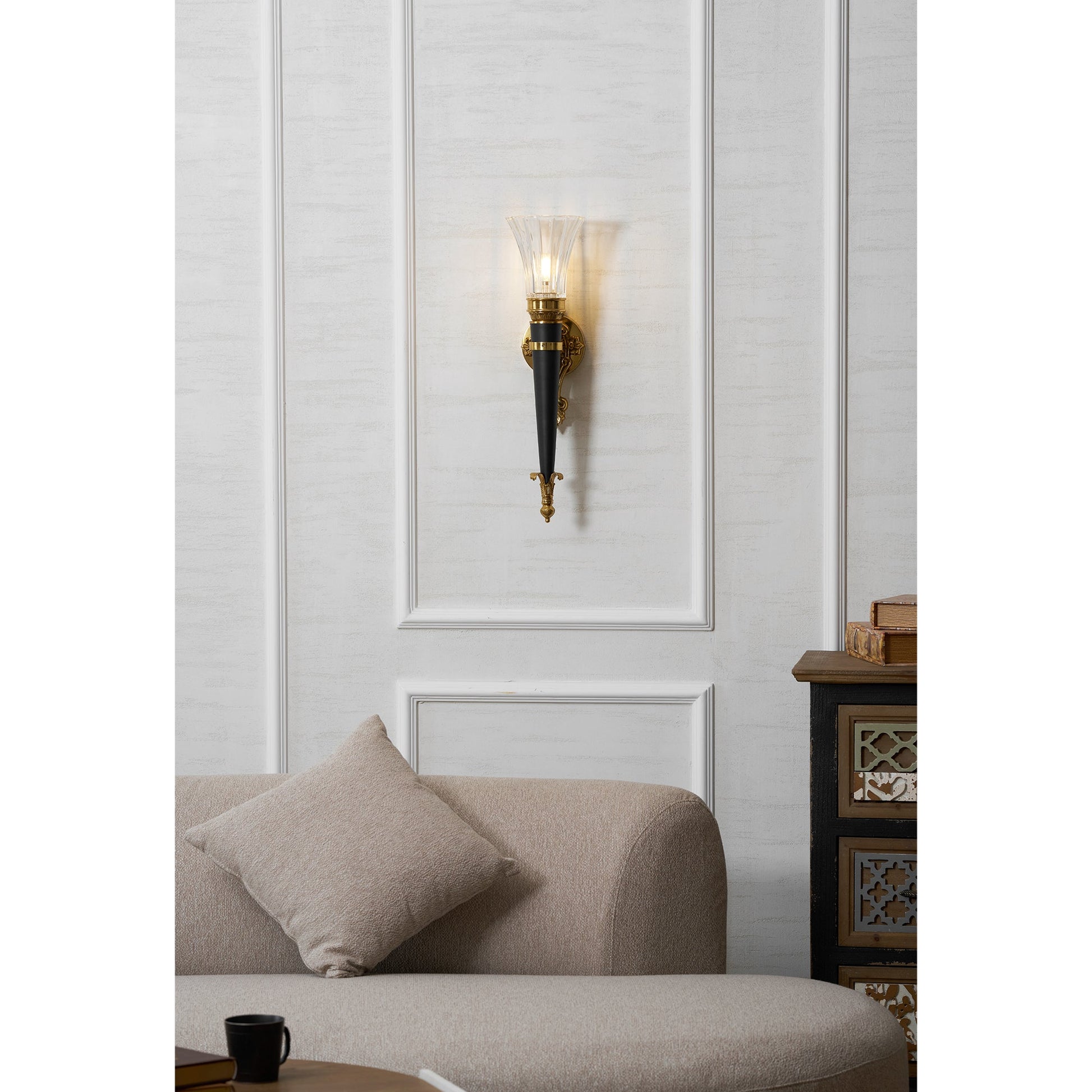 The clear glass shade of the Rosalinda lamp.