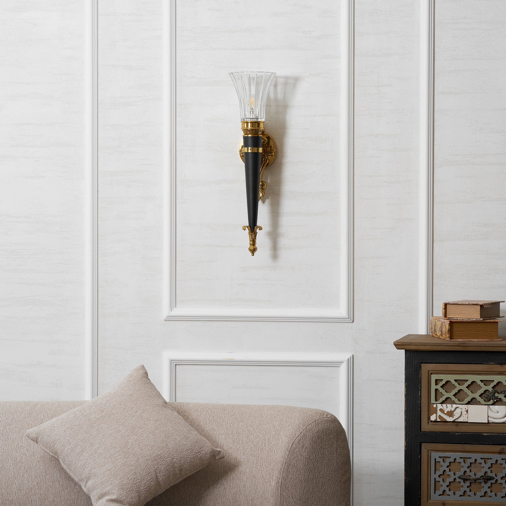 The lamp shown from below to display the bulb socket area.
