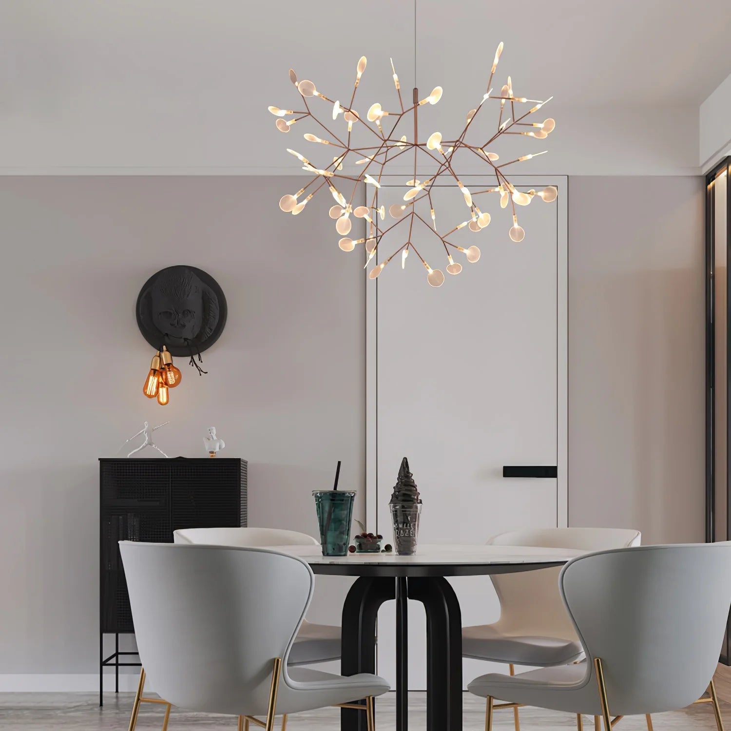 Lior Unique Sputnik Art Deco Firefly Chandelier. Living Room/ Bedroom - Neutral Decor