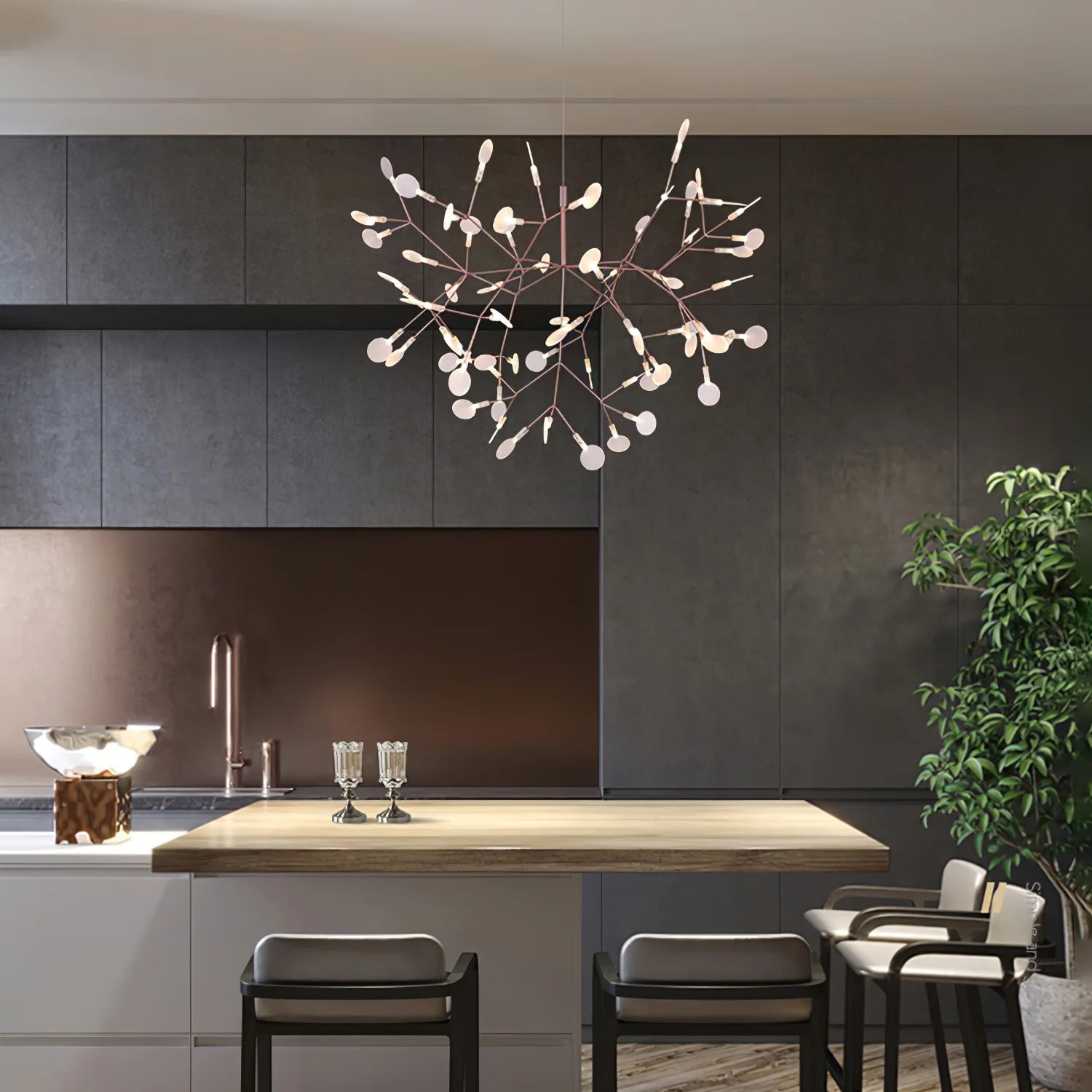 Lior Unique Sputnik Art Deco Firefly Chandelier. Living Room/ Bedroom - Neutral Decor