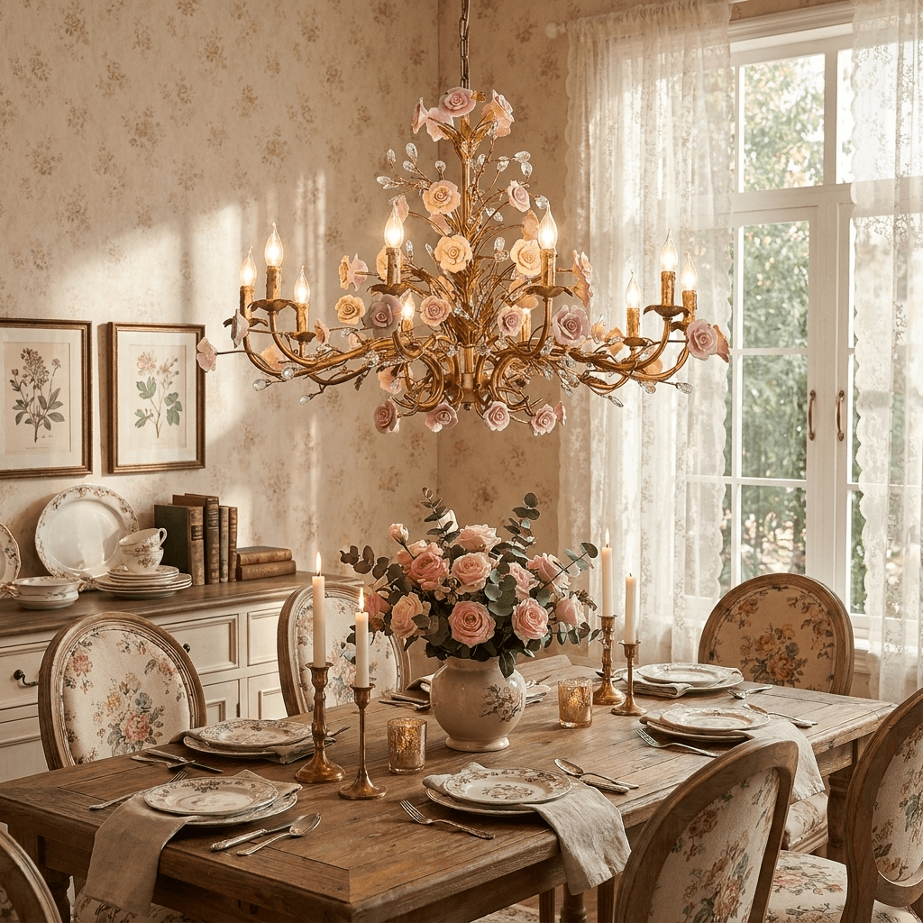 Rose Chandelier-Neutral Decor