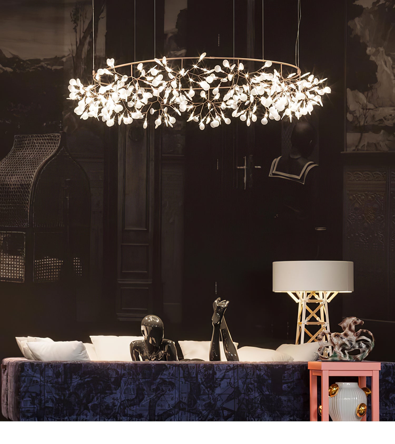 Lustra Chandelier Rose Gold Firefly LED Branch-Neutral Decor