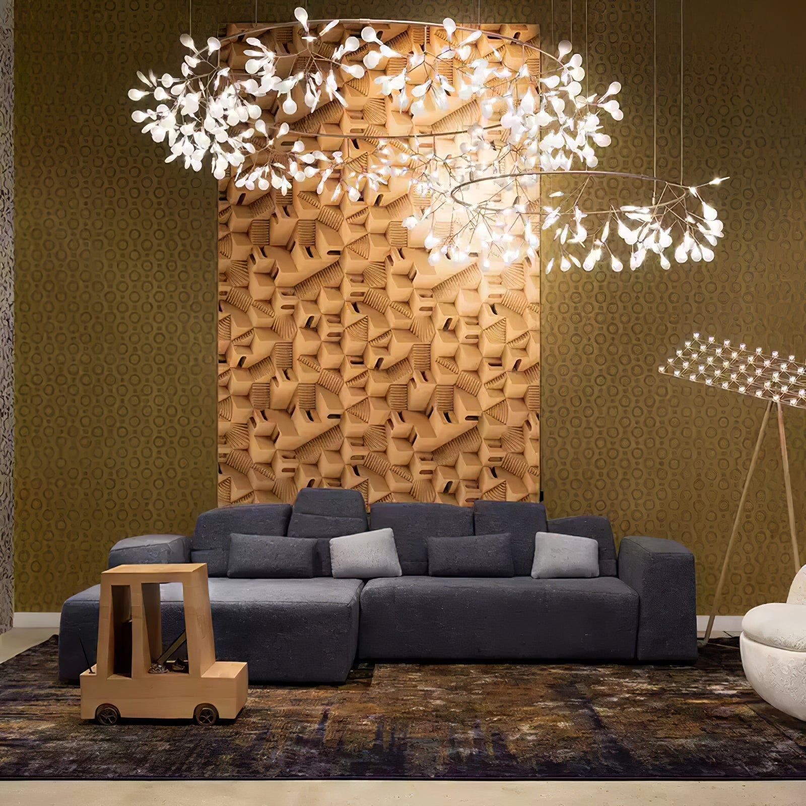 Lustra Chandelier Rose Gold Firefly LED Branch-Neutral Decor