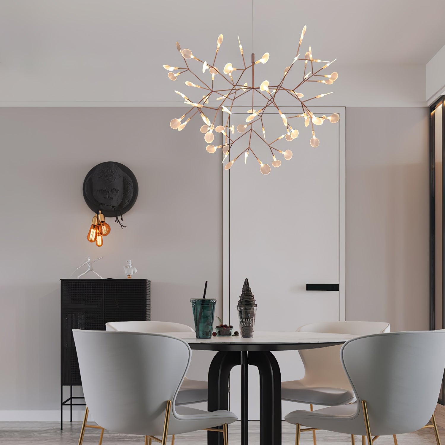 Lustra Chandelier Rose Gold Firefly LED Branch-Neutral Decor