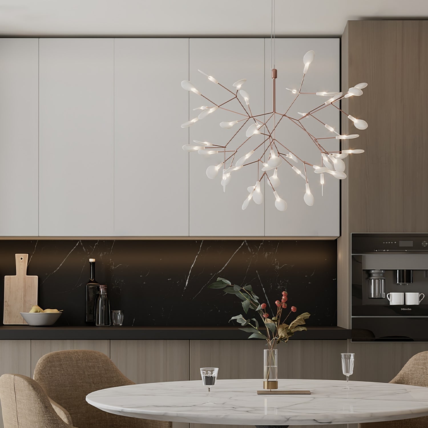 Lustra Chandelier Rose Gold Firefly LED Branch-Neutral Decor
