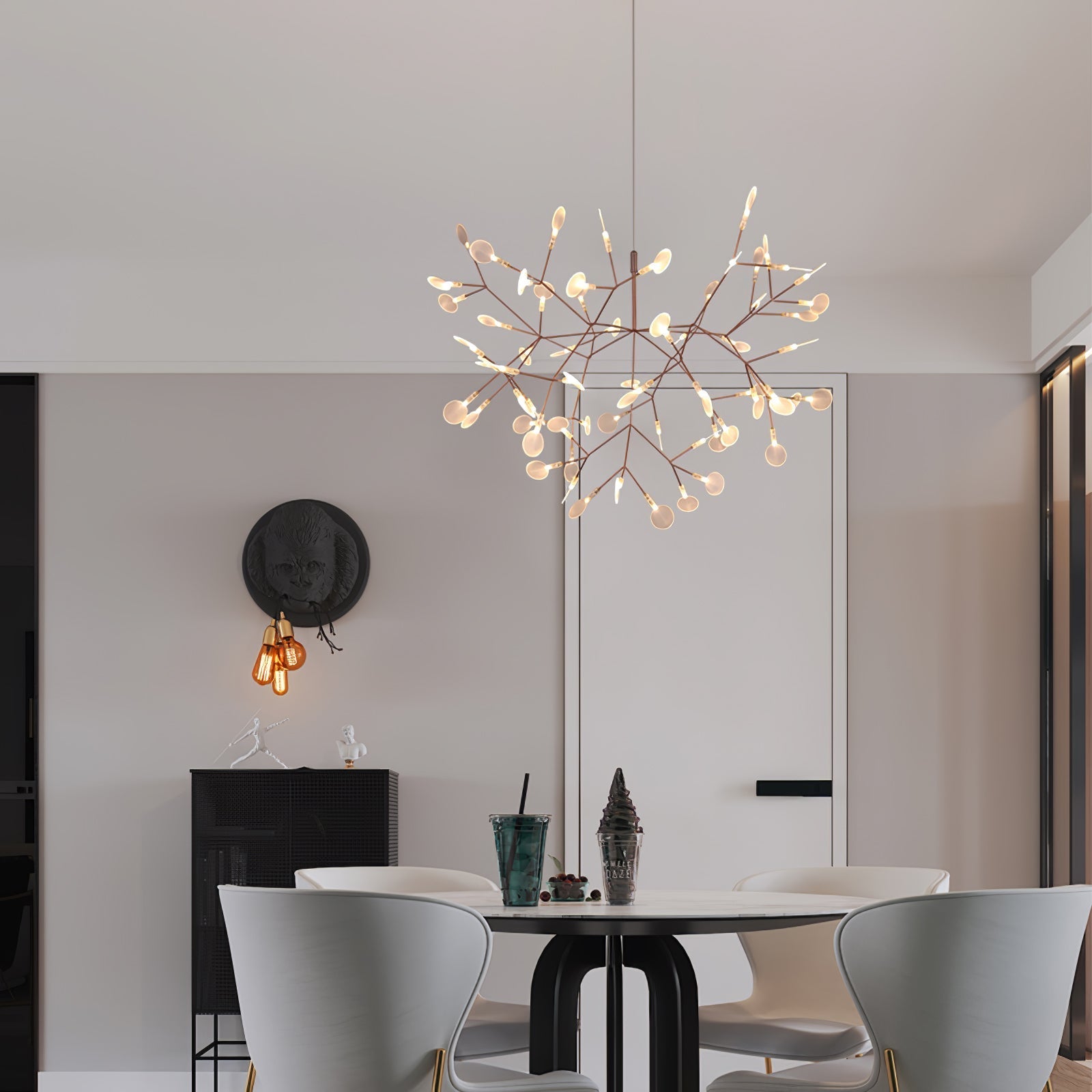 Lustra Chandelier Rose Gold Firefly LED Branch-Neutral Decor