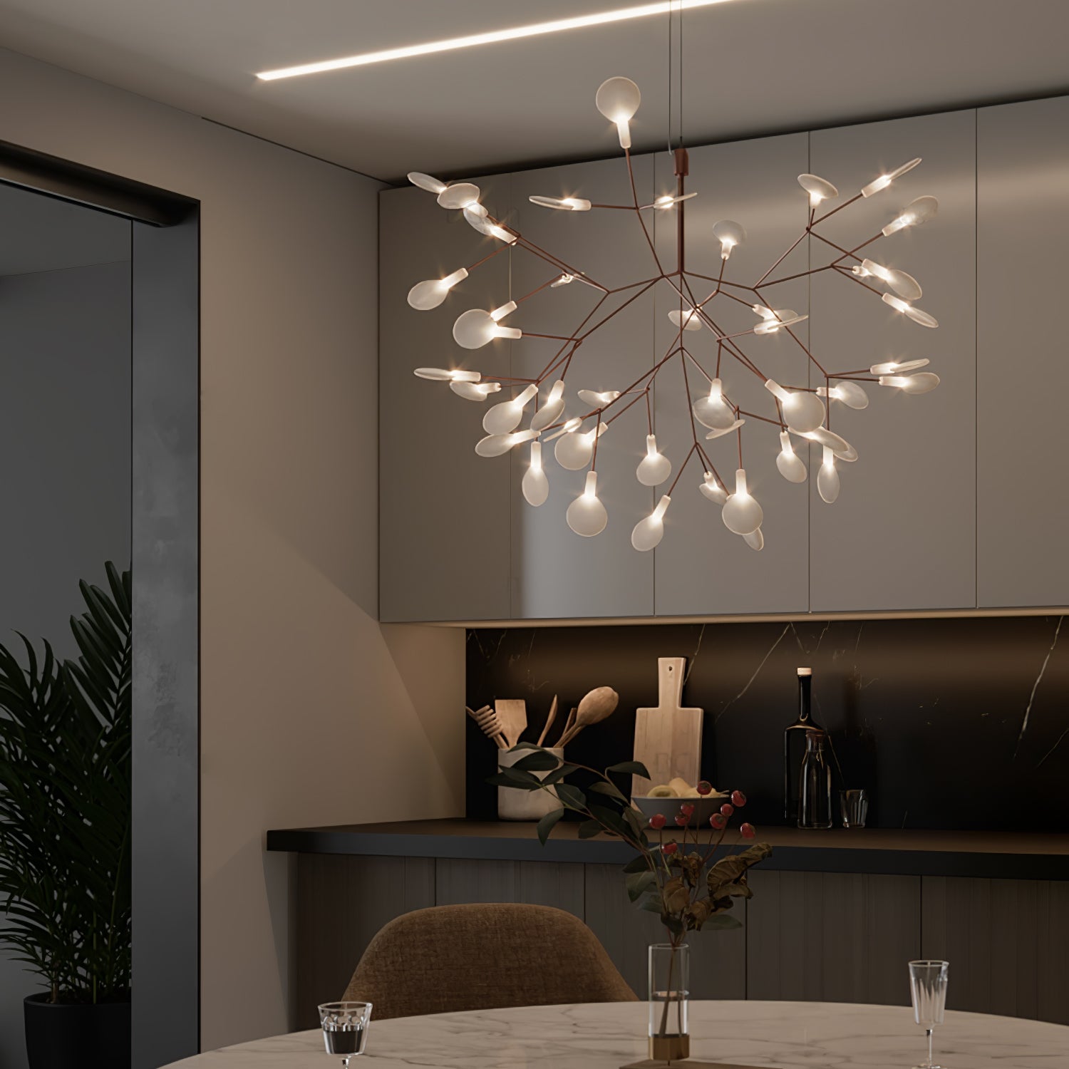 Lustra Chandelier Rose Gold Firefly LED Branch-Neutral Decor