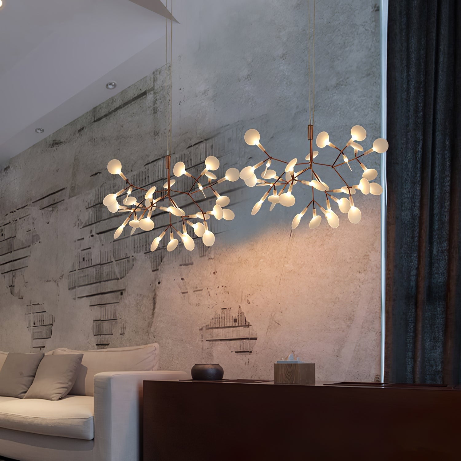 Lustra Chandelier Rose Gold Firefly LED Branch-Neutral Decor