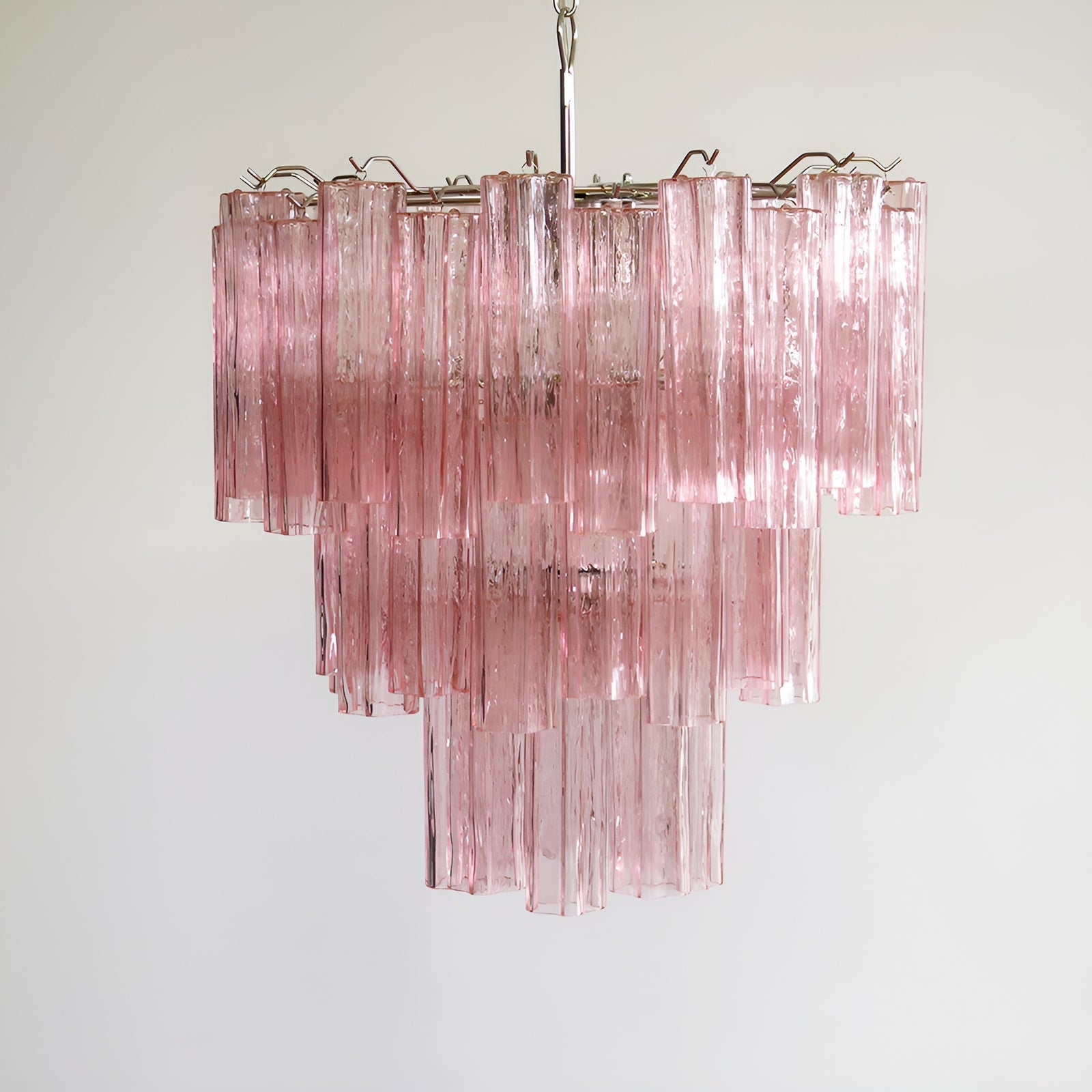Aurora Chandelier Pink Glass Tubes Layered Modern-Neutral Decor