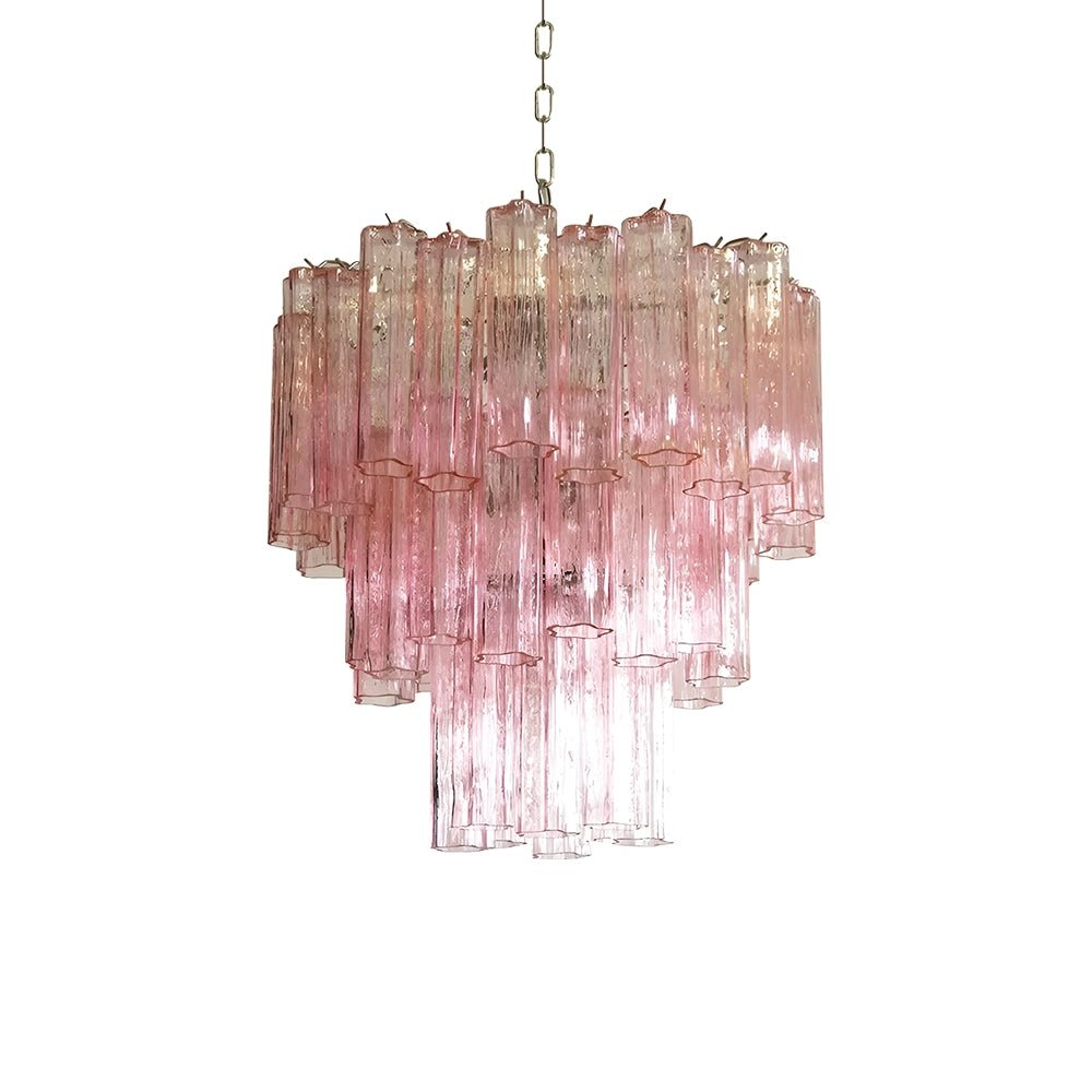 Aurora Chandelier Pink Glass Tubes Layered Modern-Neutral Decor