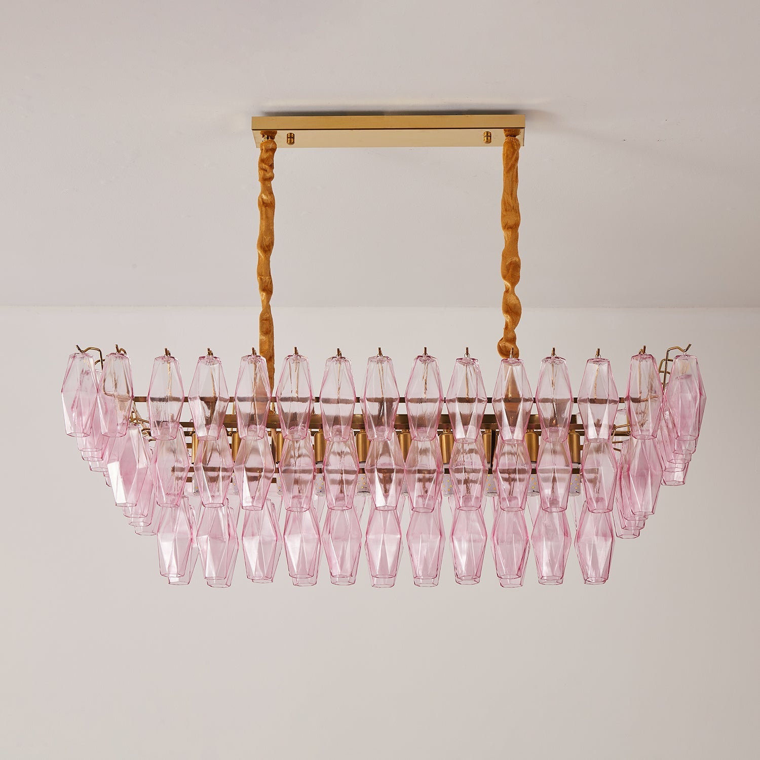 Aurora Chandelier Rose Prism Glass Rectangular Layered-Neutral Decor