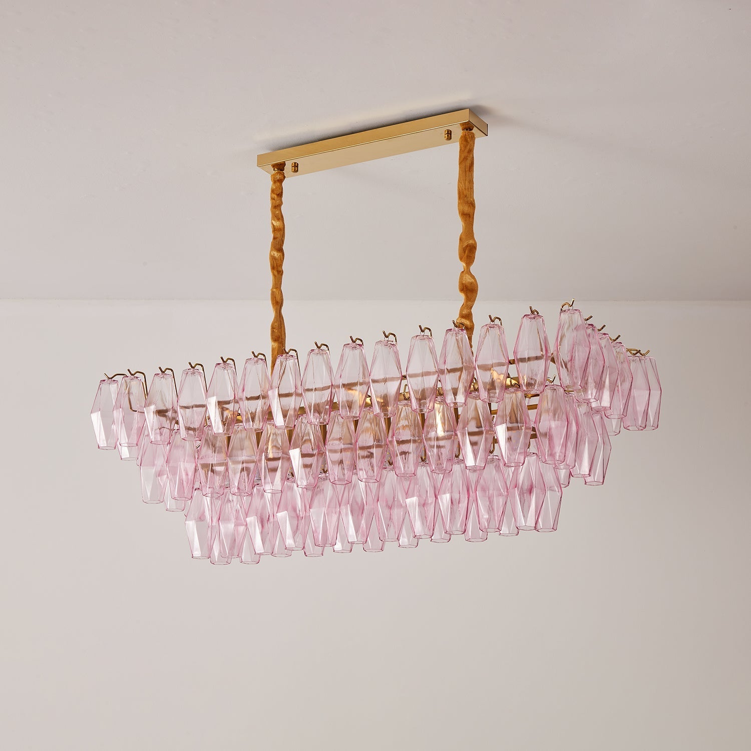 Aurora Chandelier Rose Prism Glass Rectangular Layered-Neutral Decor