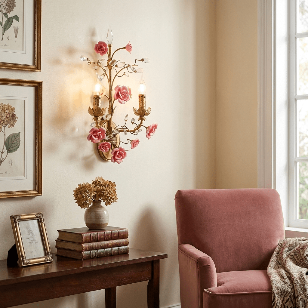 Rose Wall Sconce-Neutral Decor