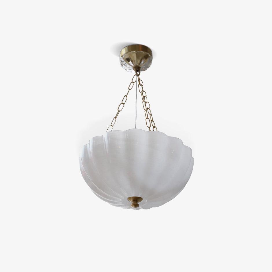 Voriq Chandelier Glass Bowl Brass Chain-Neutral Decor