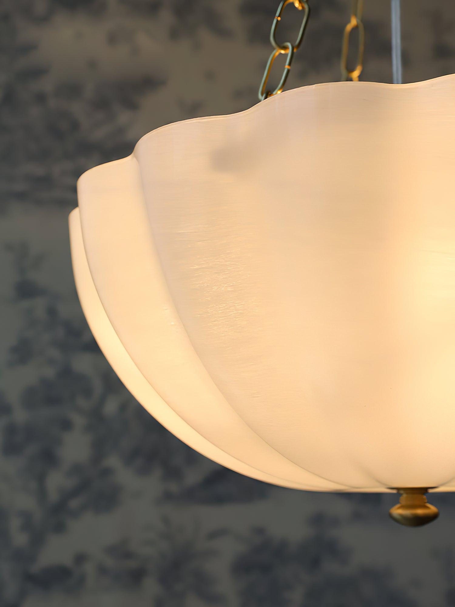 Voriq Chandelier Glass Bowl Brass Chain-Neutral Decor