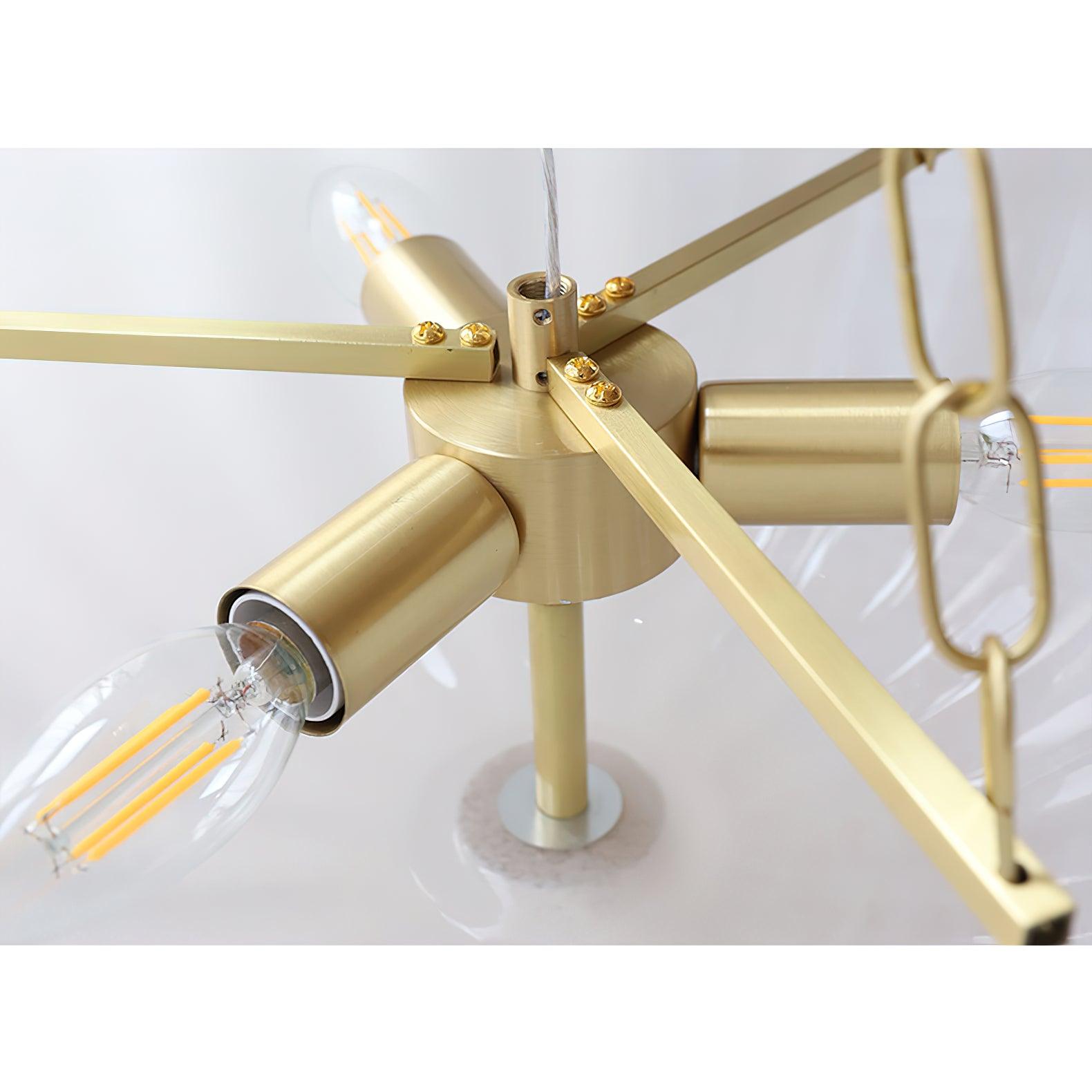 Voriq Chandelier Glass Bowl Brass Chain-Neutral Decor