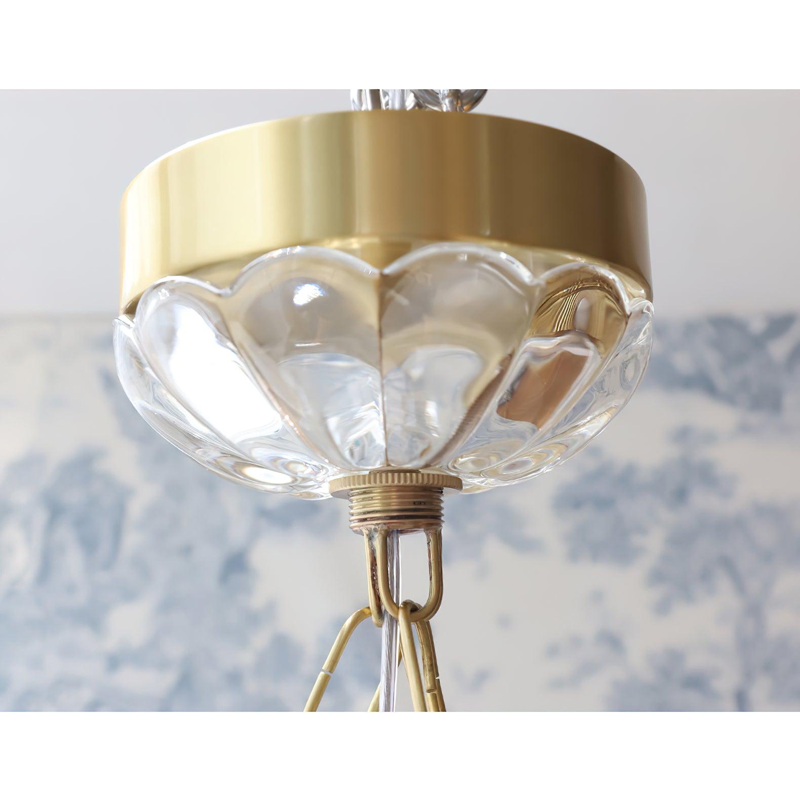 Voriq Chandelier Glass Bowl Brass Chain-Neutral Decor