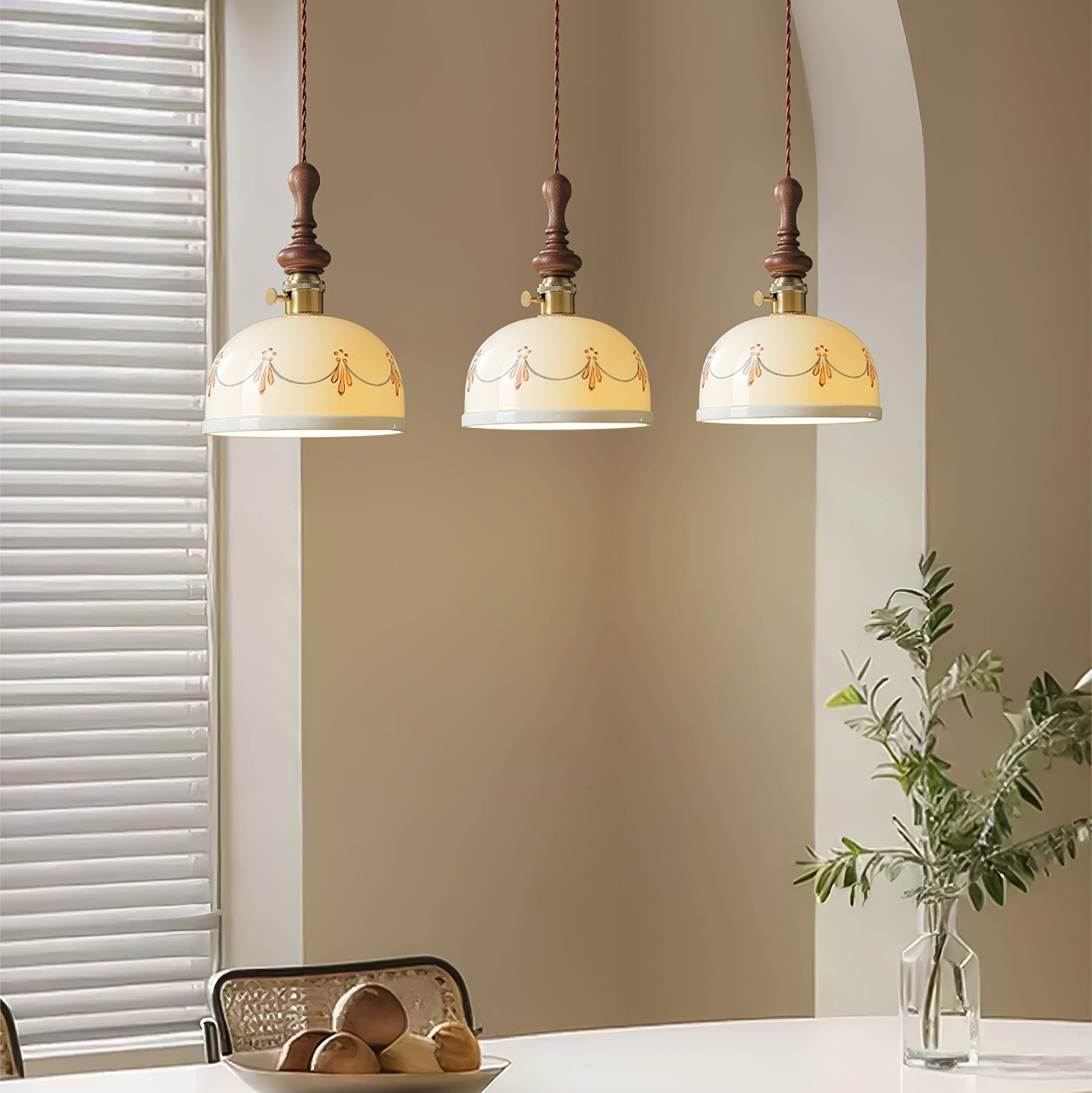 Ceraeyre Vintage Ceramic Pendant Light-Neutral Decor