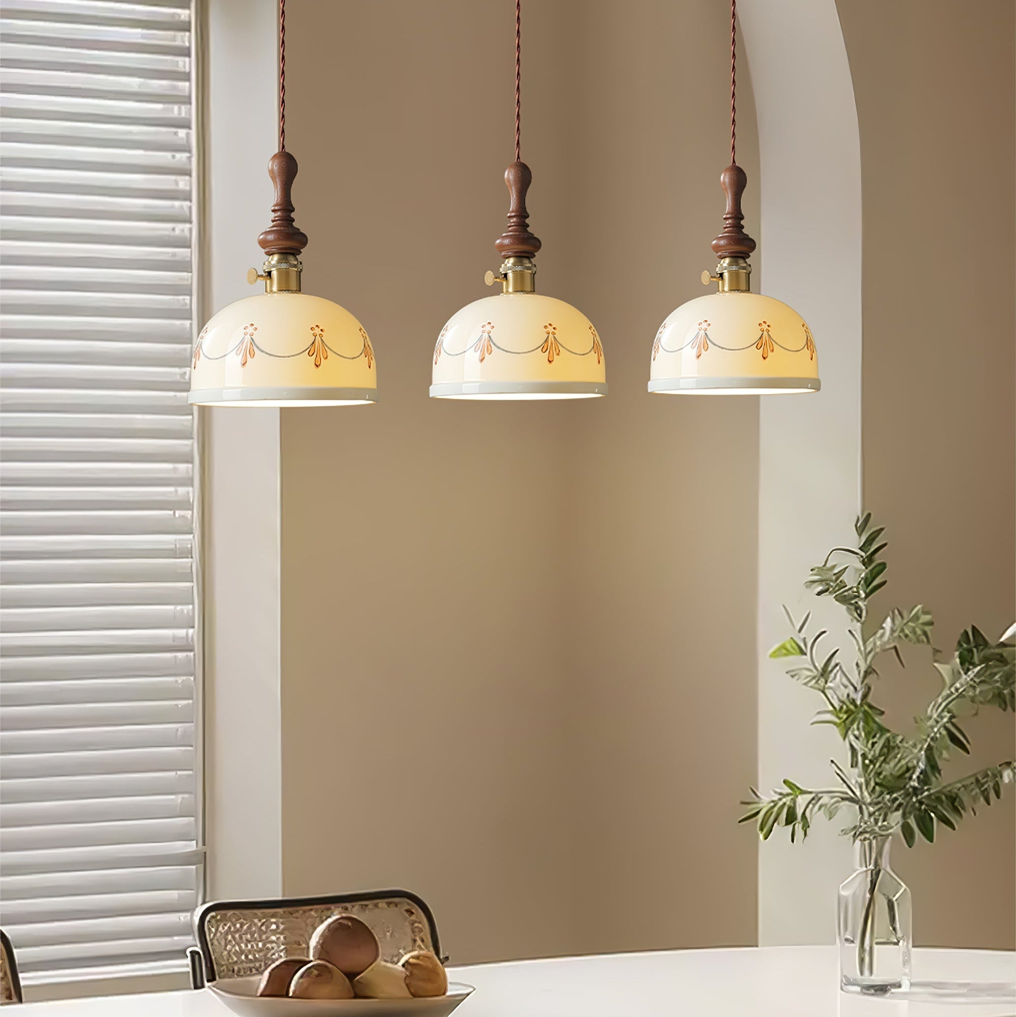 Ceraeyre Vintage Ceramic Pendant Light-Neutral Decor