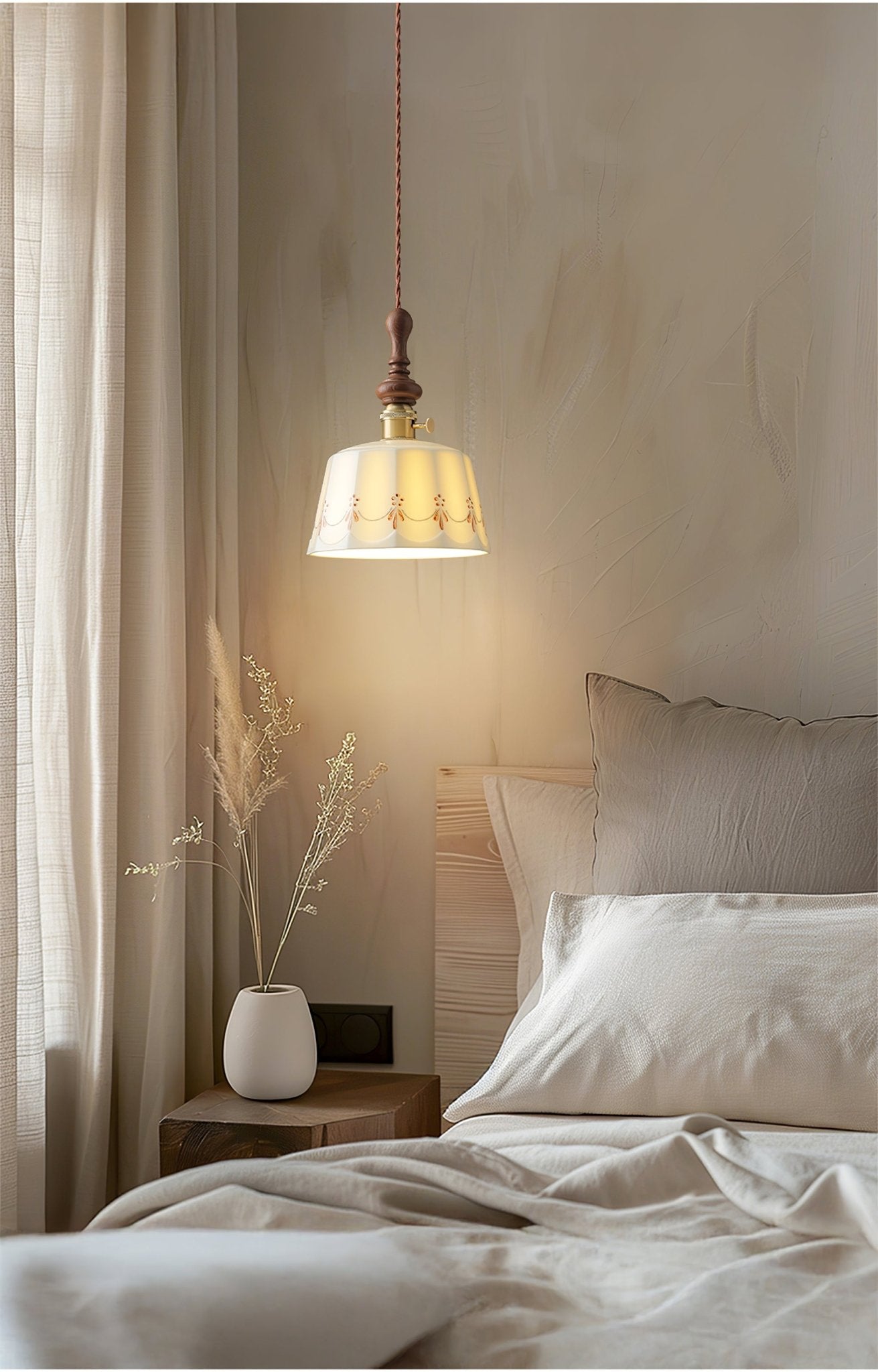 Ceraeyre Vintage Ceramic Pendant Light-Neutral Decor