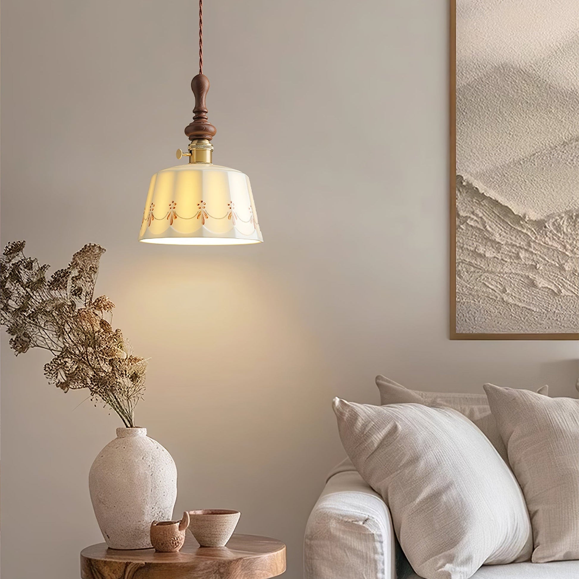 Ceraeyre Vintage Ceramic Pendant Light-Neutral Decor