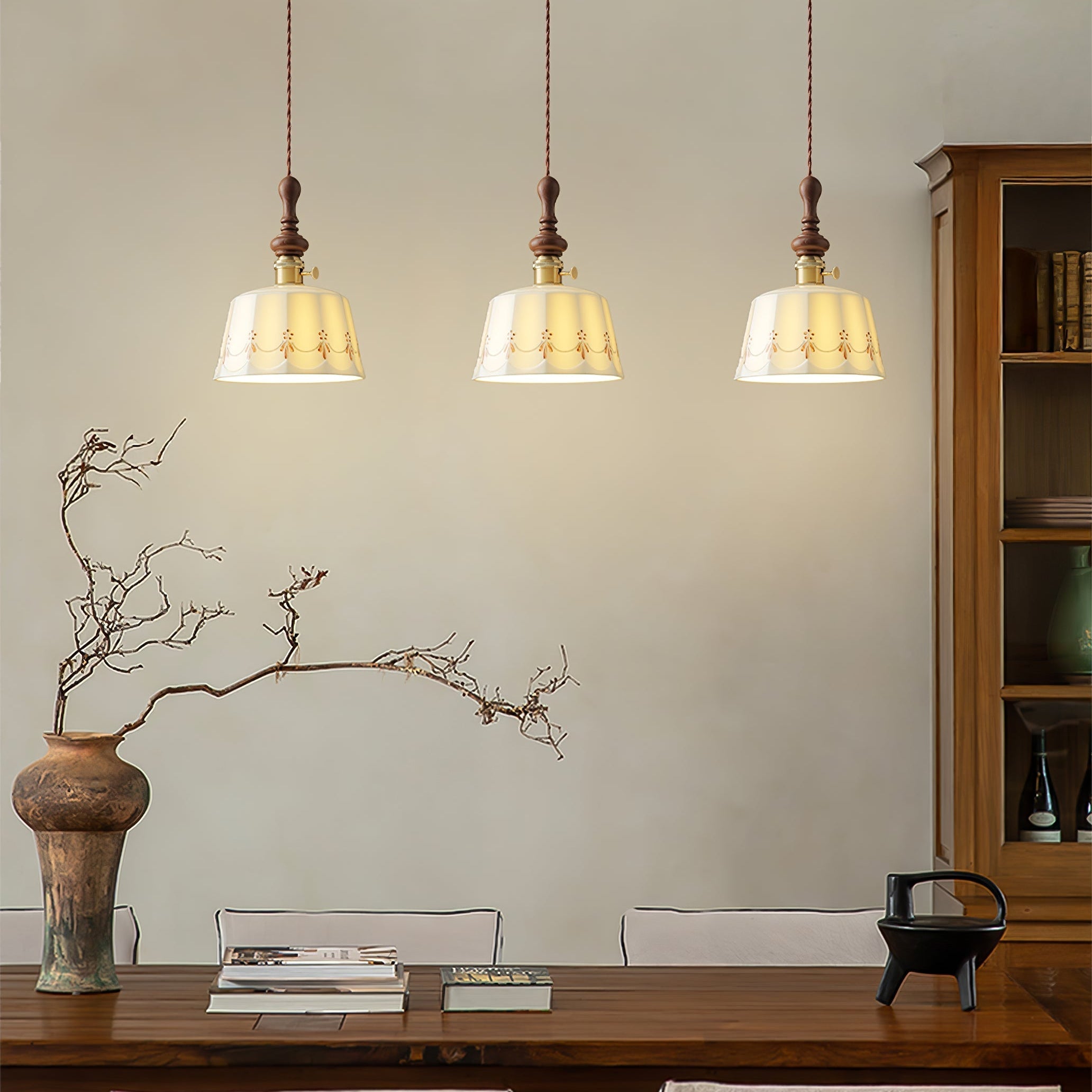 Ceraeyre Vintage Ceramic Pendant Light-Neutral Decor