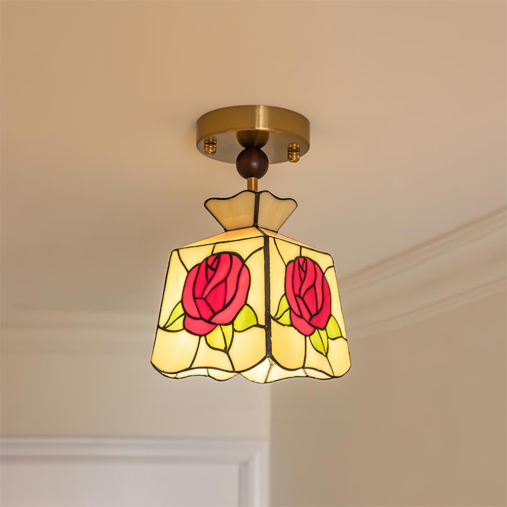 Joviel Tiffany Rose Ceiling Light