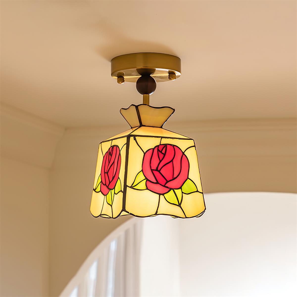 Joviel Tiffany Rose Ceiling Light